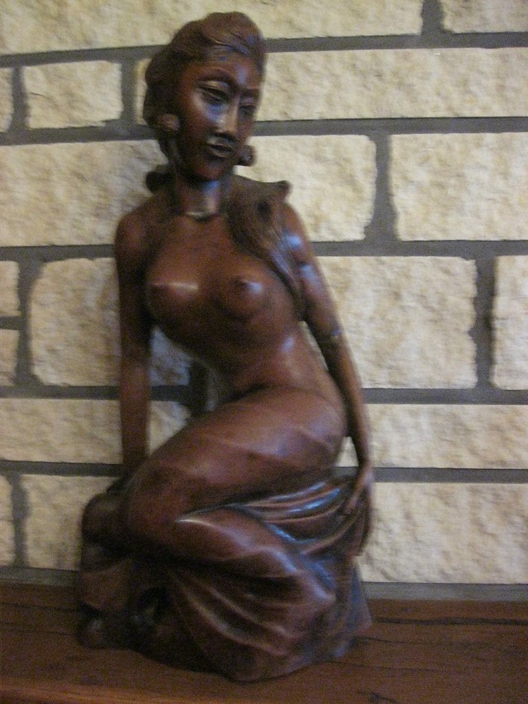 houten beeld van dame, Enlèvement, Bois, Statue