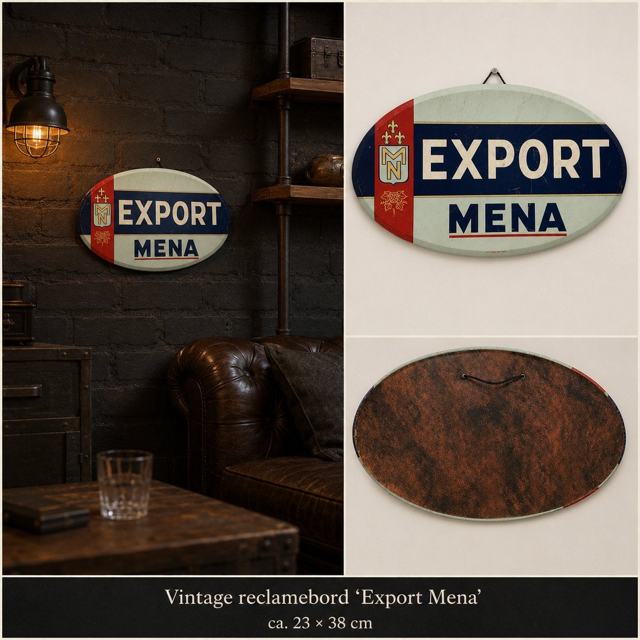 Vintage reclamebord “Export Mena”., Enlèvement