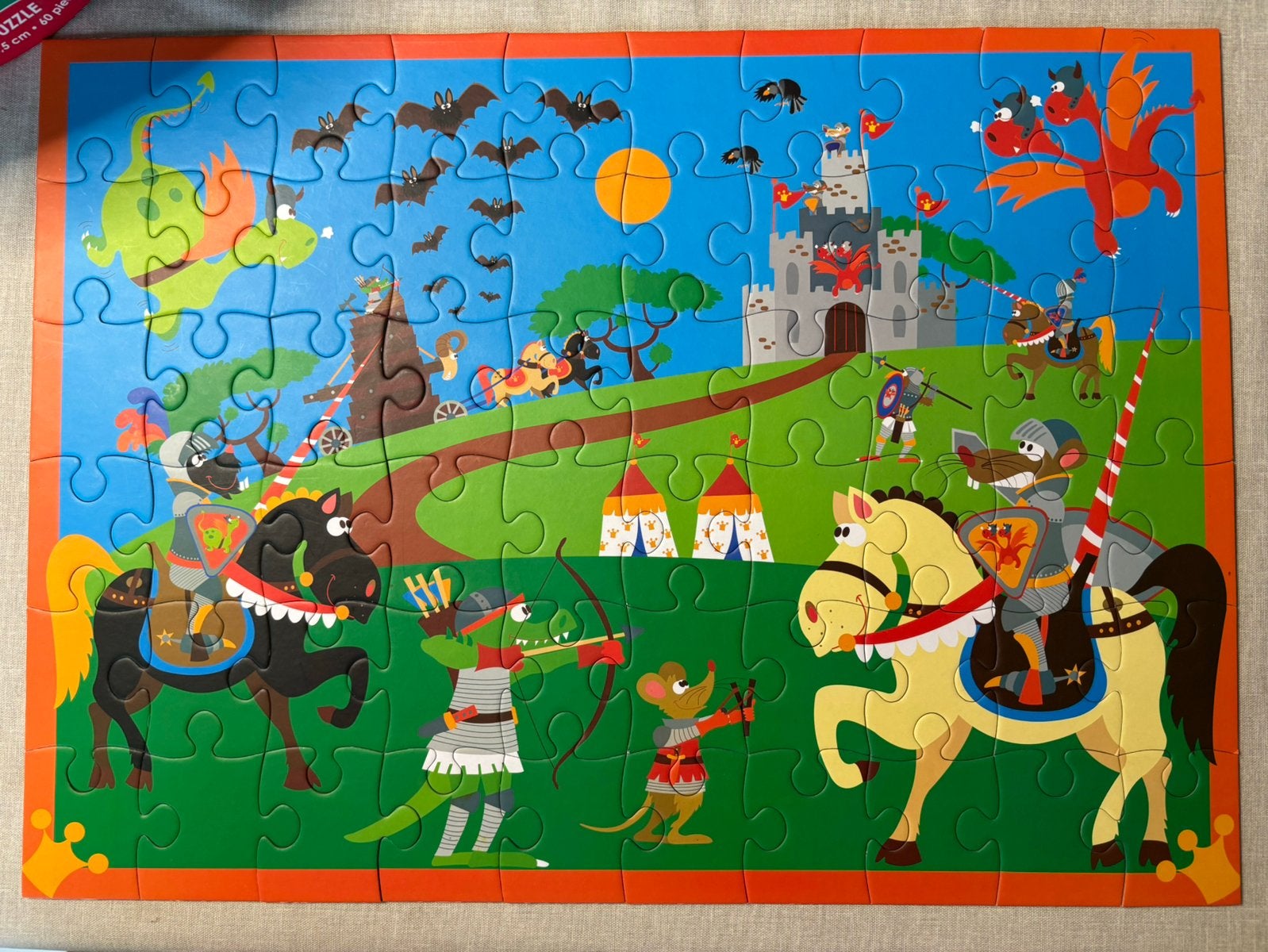 Puzzel Riddergevecht, 60 stukken, 60 x 43,5 cm, Ophalen, Meer dan 50 stukjes, Zo goed als nieuw