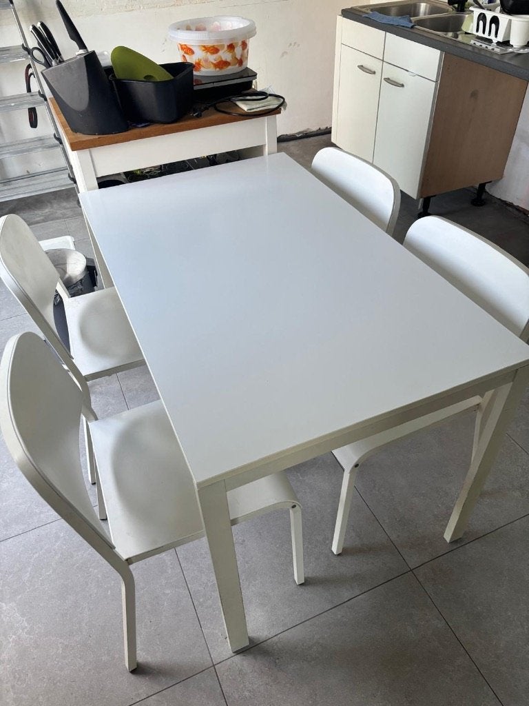 Tafel en stoelen, Ophalen, Gebruikt, 100 tot 150 cm, 50 tot 100 cm