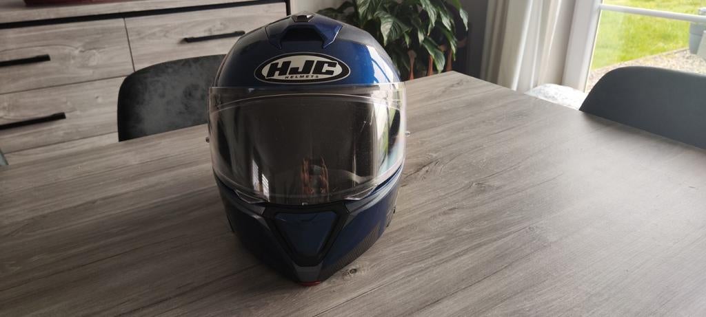 Casque moto HJC modulable I 90 bleu-gris. Taille M., Enlèvement, Seconde main, M, HJC