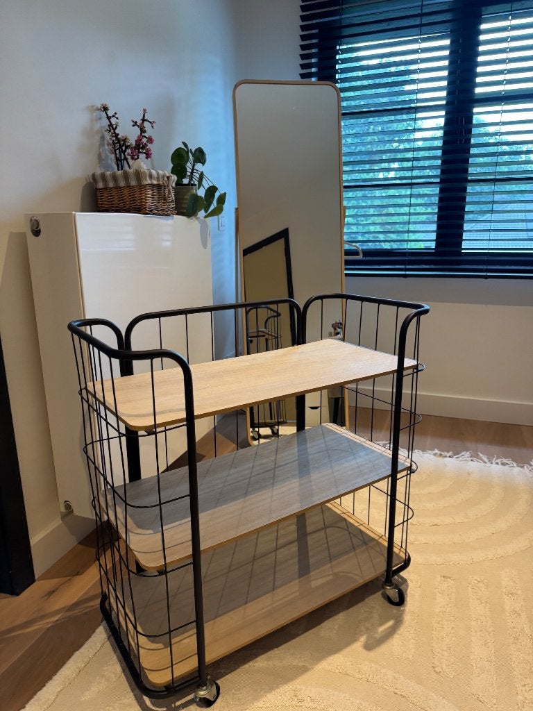 Industrieel modern kastje op wieltjes, Huis en Inrichting, Ophalen, 50 tot 100 cm, Zo goed als nieuw, Minder dan 100 cm