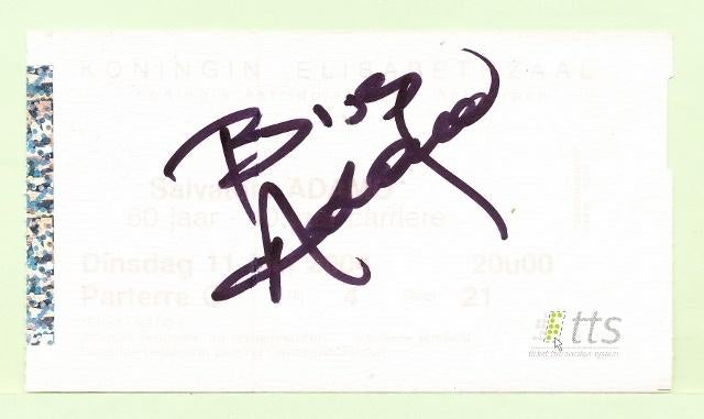(m8) Salvatore Adamo, gesigneerd vintage inkomticket, Collections, Envoi, Signé