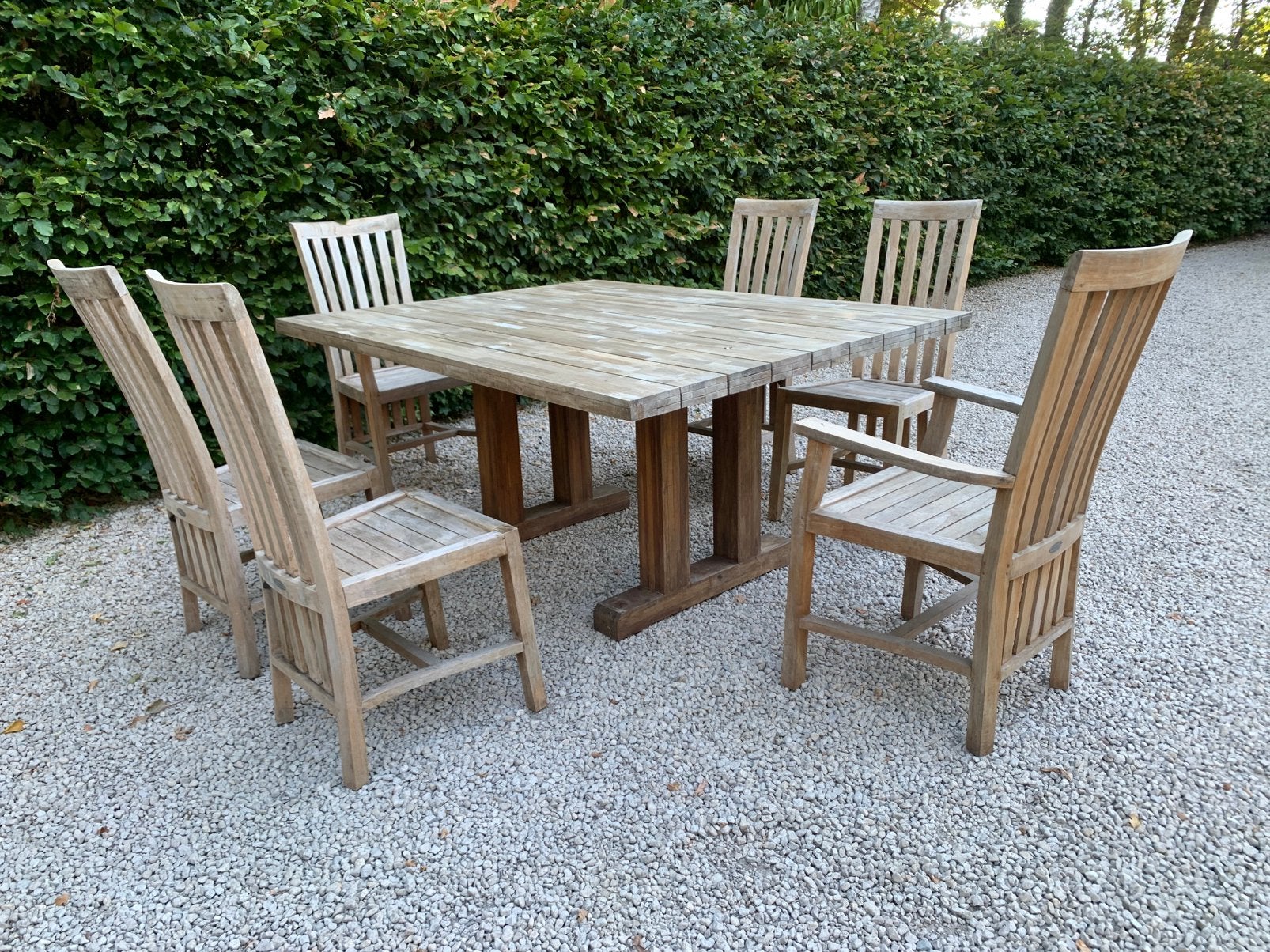 Aparte Teak Tuinset Tafel design & 6 klassieke stoelen!, Ophalen, Zo goed als nieuw, Tuinset