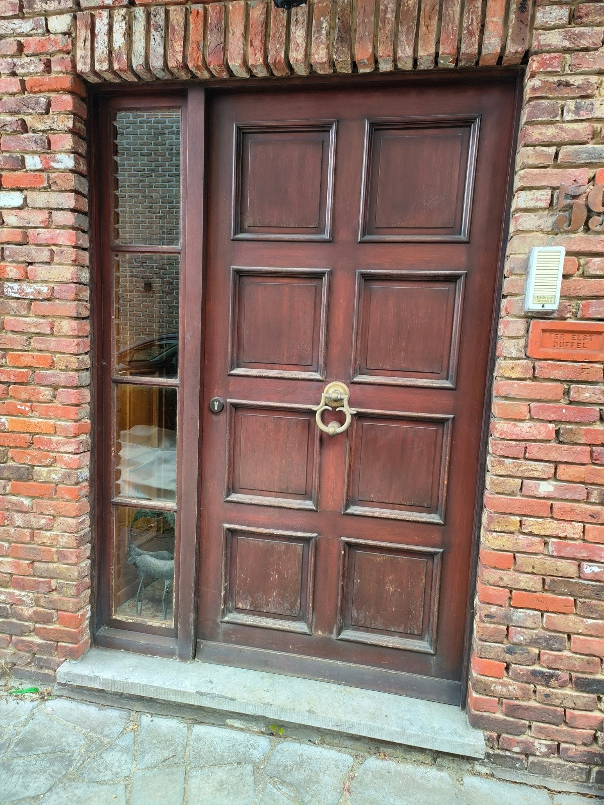 Volhouten meranti voordeur, Ophalen, Hout