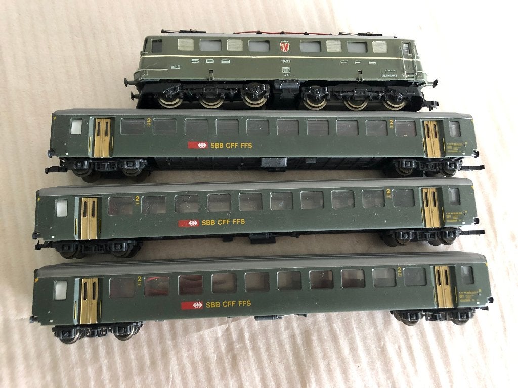 Lima sbb cff rame 1 locomotive et 3 voitures HO, Analogique, Utilisé, Locomotive, Lima