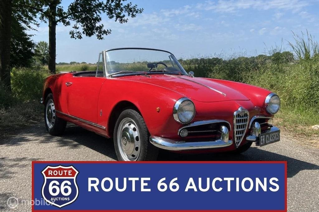 Alfa Romeo Giulietta Spider | 1961 | Route 66 Auctions, Autos, Achat, Entreprise, Boîte manuelle, Autre carrosserie