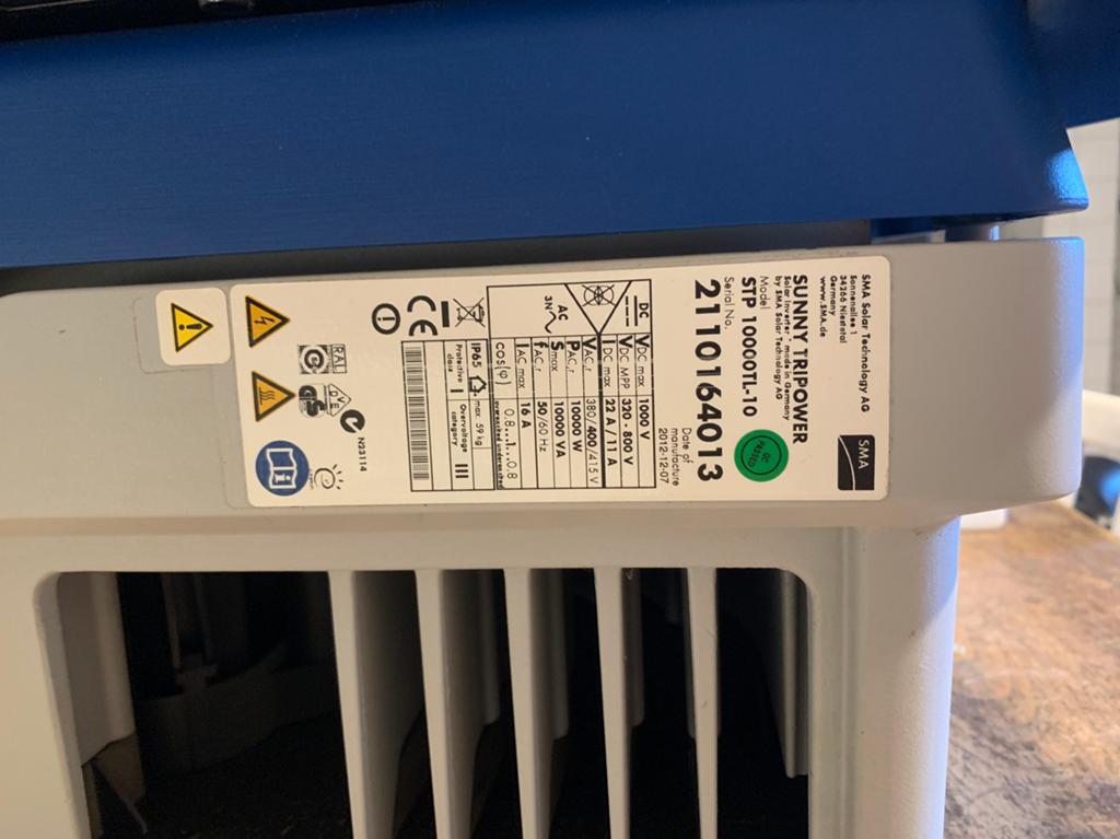 Sunny tripower SMA, Doe-het-zelf en Bouw, Zonnepanelen en Toebehoren, Ophalen, Gebruikt, Compleet systeem, 200 wattpiek of meer