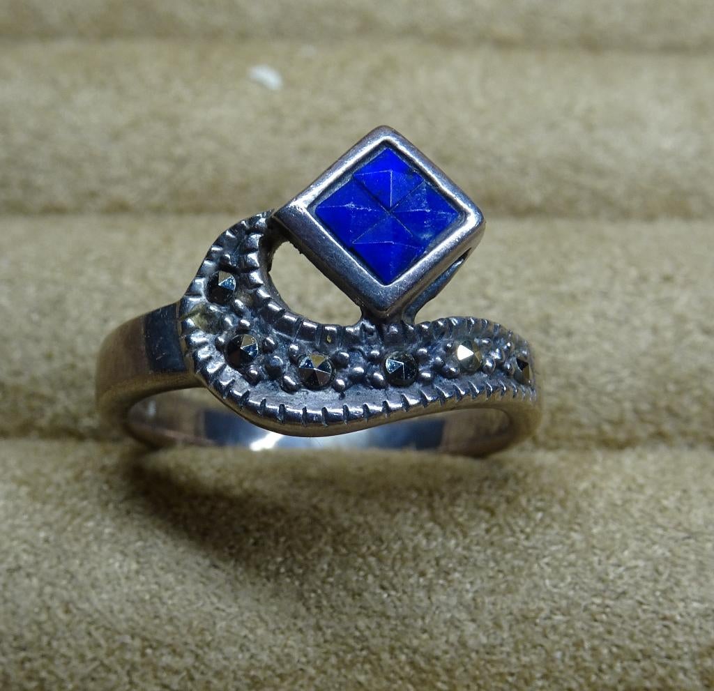 BAGUE EN ARGENT - IMITATION SAPHIR, Enlèvement ou Envoi, Argent, Argent