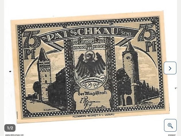 notgeld patschkau 75 pfennig 1052.2, Postzegels en Munten, Verzenden, Duitsland, Los biljet