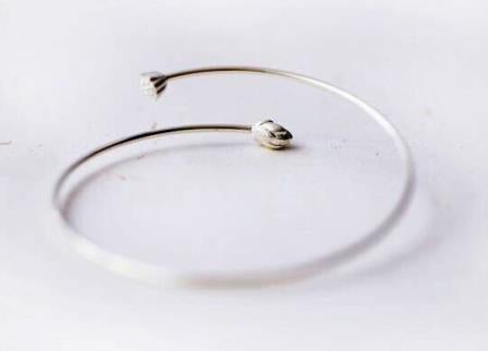 Lotus in open verzilverde armband, Enlèvement ou Envoi, Neuf, Argent, Argent