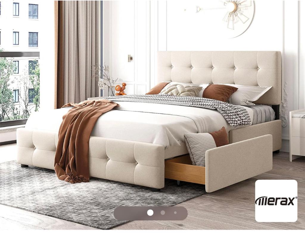 NEUF! Double lit 140x200cm en velour beige clair, Maison & Meubles, Neuf, Tissu, Beige, 140 cm