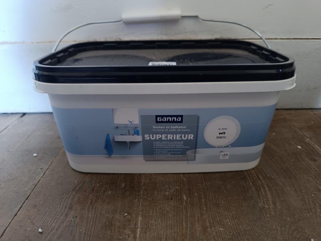 Verf badkamer wit zijdeglans 2,5L Gamma, Ophalen, Wit, Verf