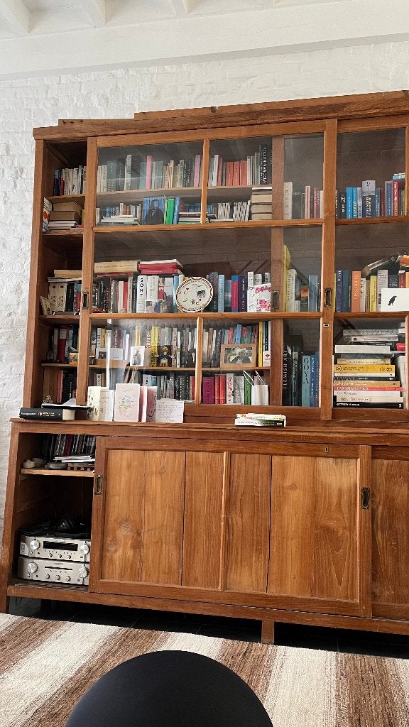 bibliothèque/vitrine, Teck, Avec porte(s), 25 à 50 cm, 200 cm ou plus
