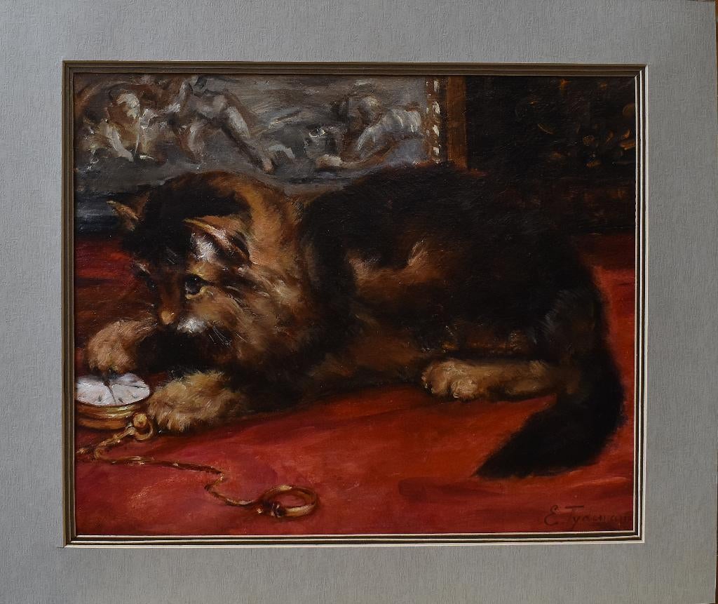 Schilderij Dé Tydeman katje met horloge., Antiek en Kunst, Ophalen of Verzenden