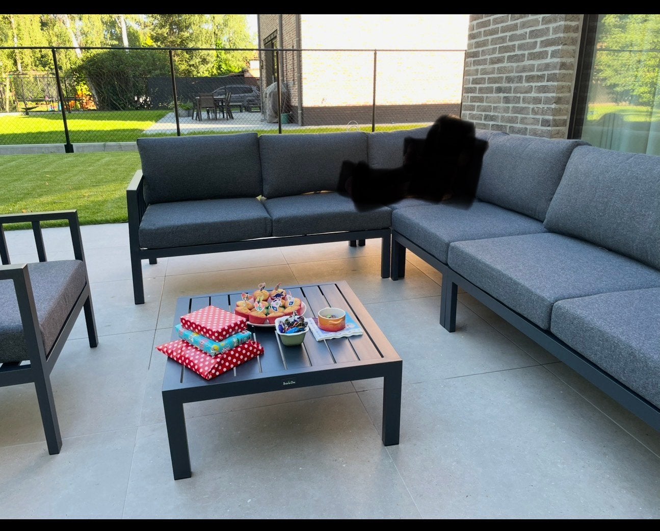 Luxe Aluminium Loungeset (Antraciet) + Salontafel & Stoel, Ophalen, Aluminium, Zo goed als nieuw, Loungeset