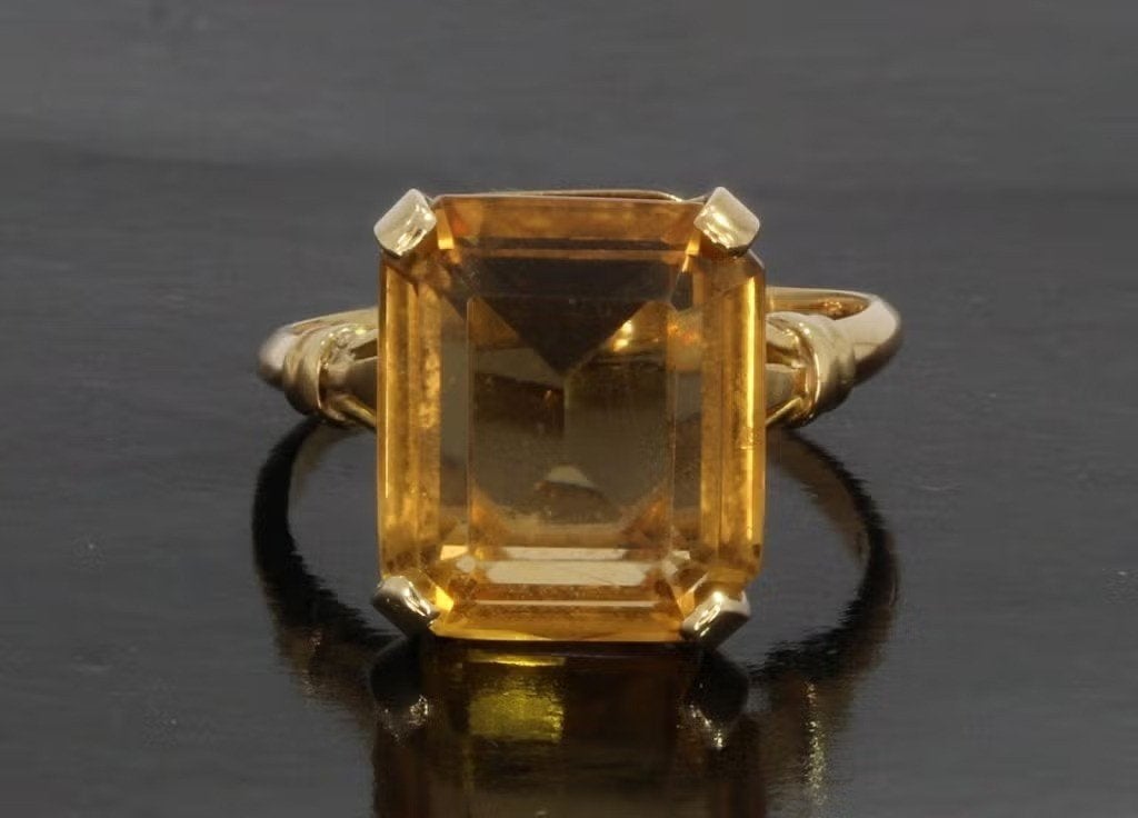 Citrien fraaie edelsteen 14k gouden dames ring luxe, Ophalen of Verzenden, Zo goed als nieuw, Dame of Heer, Met edelsteen