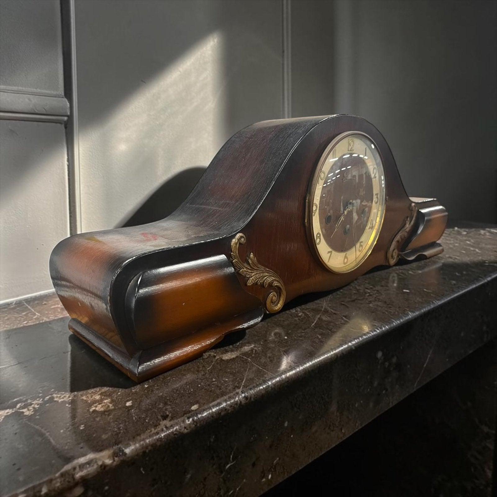 Vintage houten schouwklok /mantelklok  PRISMA, Ophalen
