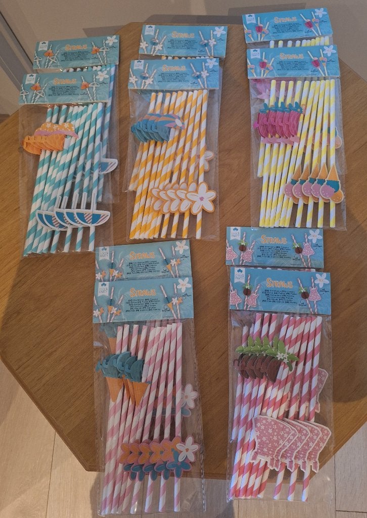 Pakket van 100 zomerse (honeycomb) kartonnen rietjes, NIEUW, Neuf, Enlèvement ou Envoi, Multicolore, Autres styles