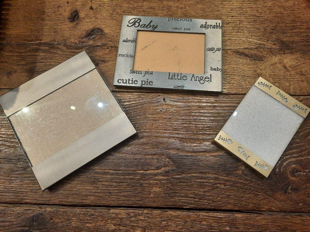 3 fotolijsten met metalen rand, Audio, Tv en Foto, Fotografie | Fotolijsten, Nieuw, Standaard fotolijst, Metaal, Zilver, Ophalen of Verzenden