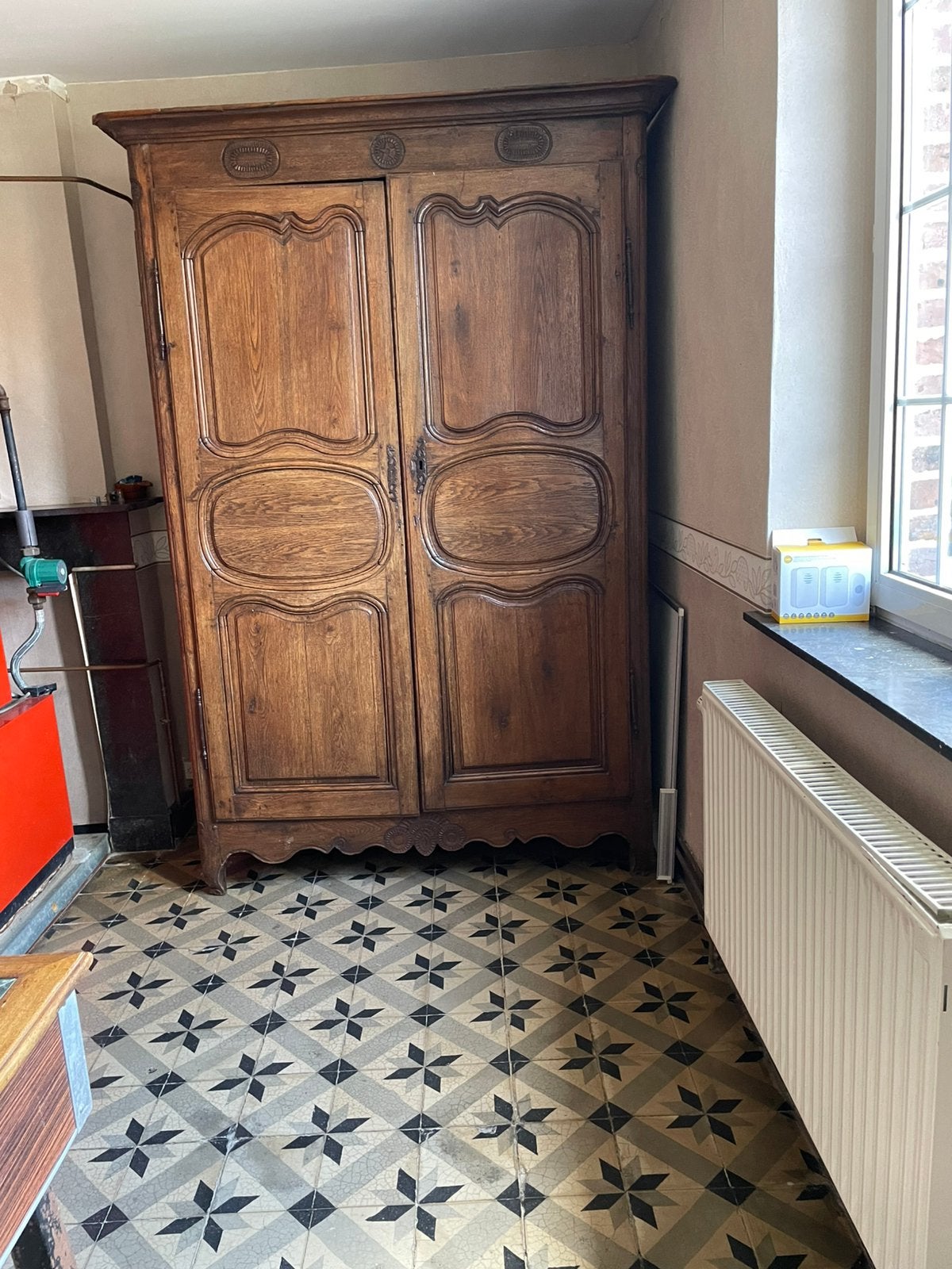 Mooie antieke kast., Ophalen, Gebruikt, 100 tot 150 cm, 200 cm of meer