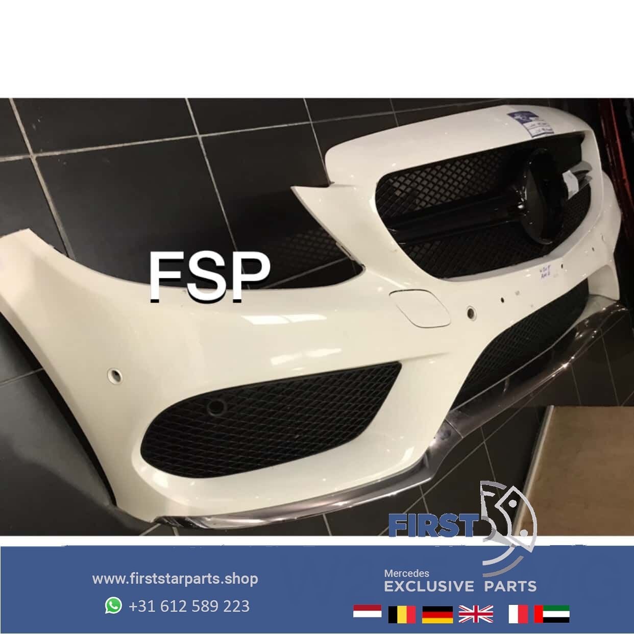 W205 C Klasse AMG Voorbumper C43 ORIGINEEL WIT 2014-2019 + g, Utilisé, -, Avant, -