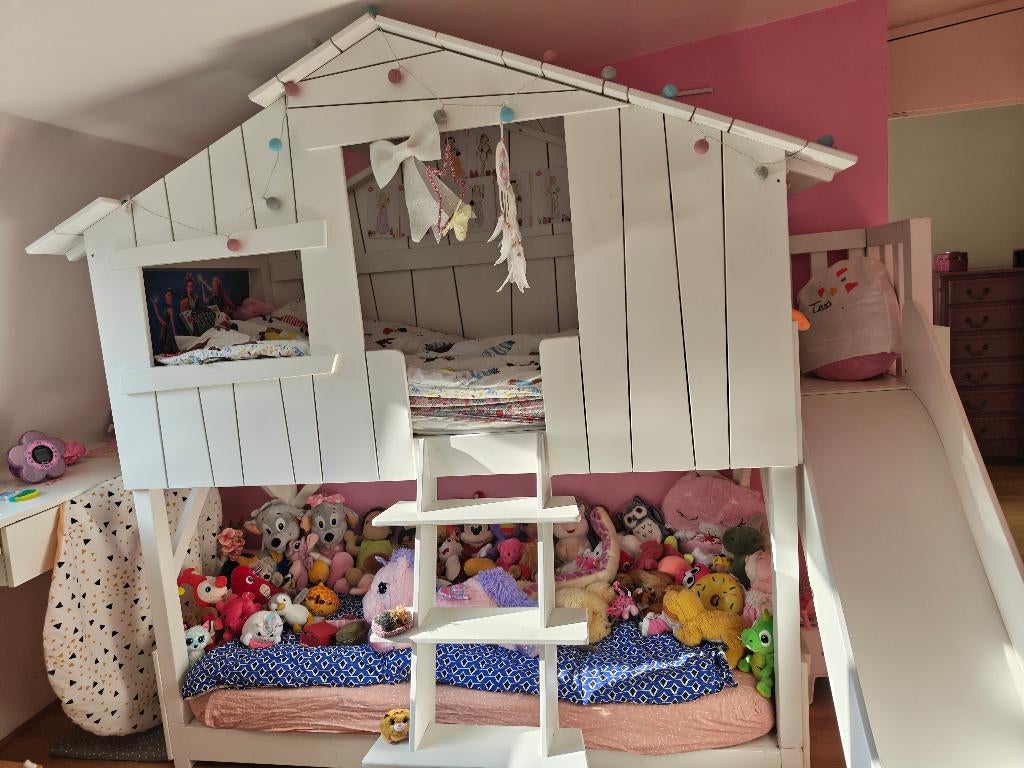 Lit double cabane toboggan Mathy by bols, 200 cm de hauteur ou plus, 90 cm, Comme neuf, Enlèvement