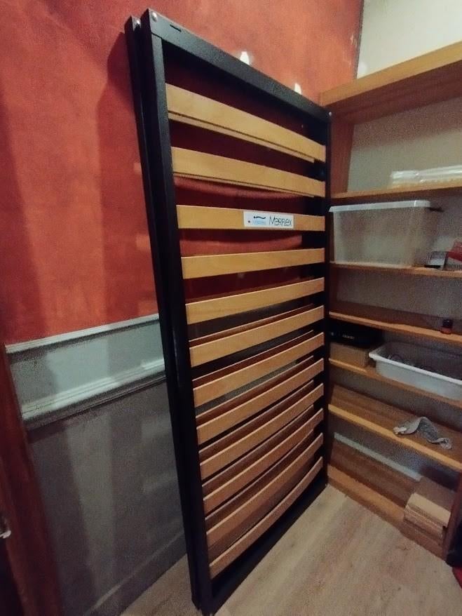 Lot de 2 sommiers lattes 90 cm cadre métal, 90 cm, Enlèvement, Sommier, 200 cm