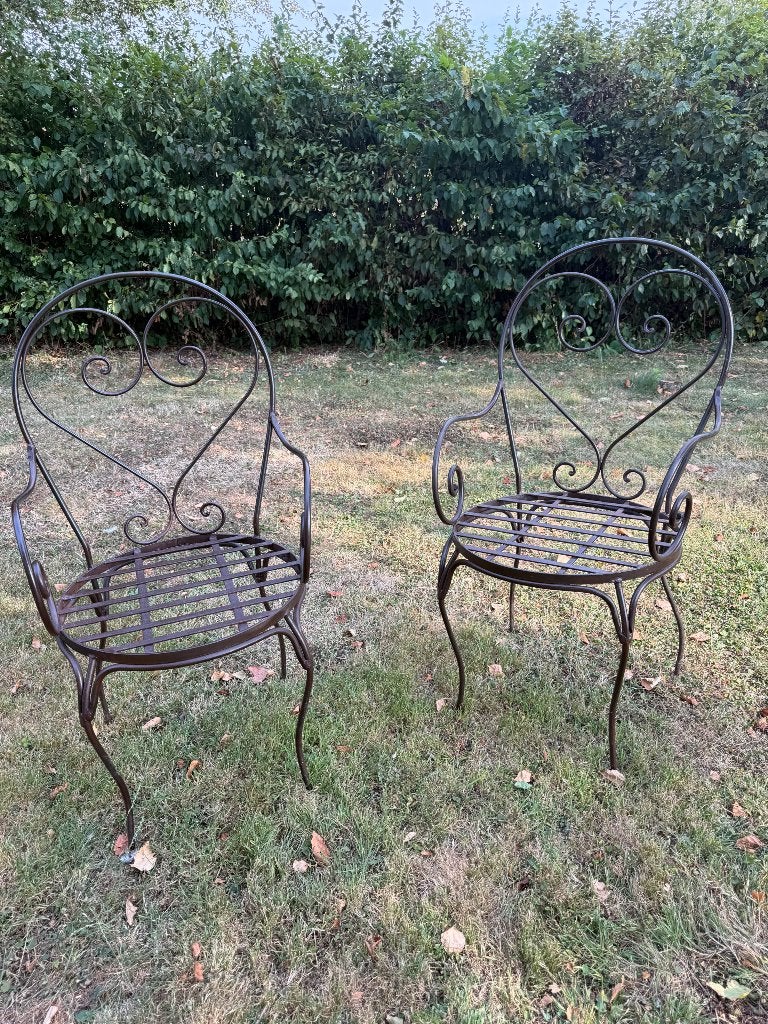 Smeedijzeren stoelen, Tuin en Terras, Tuinstoelen, Ophalen, Gebruikt, Metaal