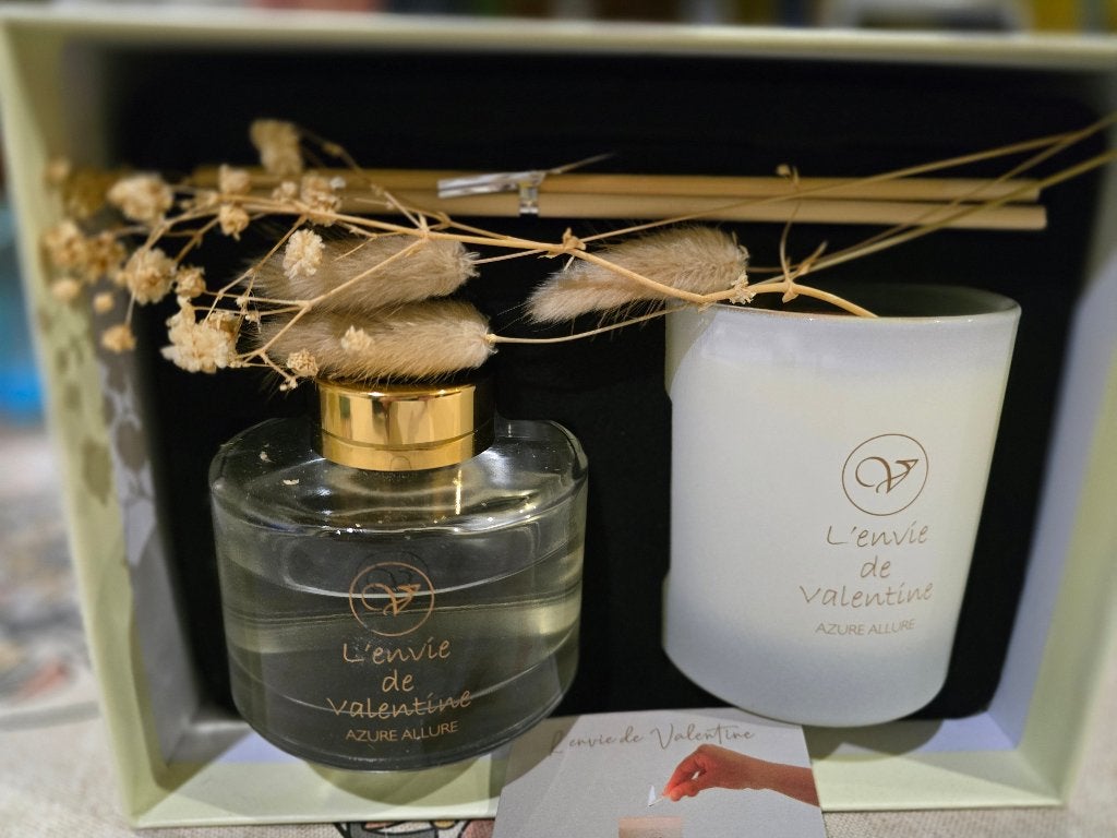 Grand coffret bougie + diffuseur l envie de Valentine, Enlèvement ou Envoi, Autres marques, Beige, Bougie
