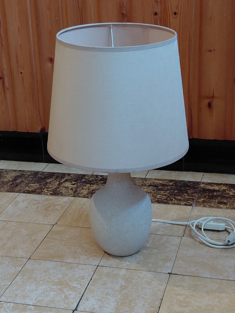 Lampes  Boule céramique blanche, Éclairage LED, Blanc, 45 cm, Lampe de bureau