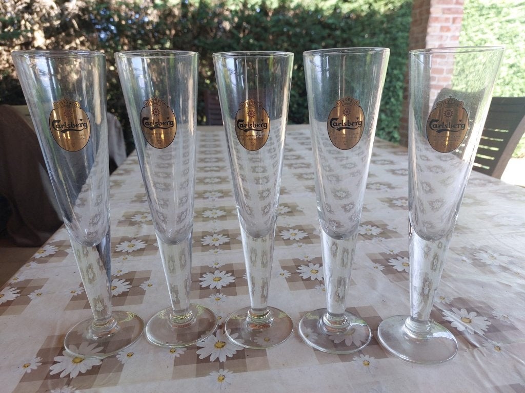 Vintage bierglazen Carlsberg 0,2 liter, Ophalen of Verzenden, Zo goed als nieuw, Glas of Glazen, Overige merken