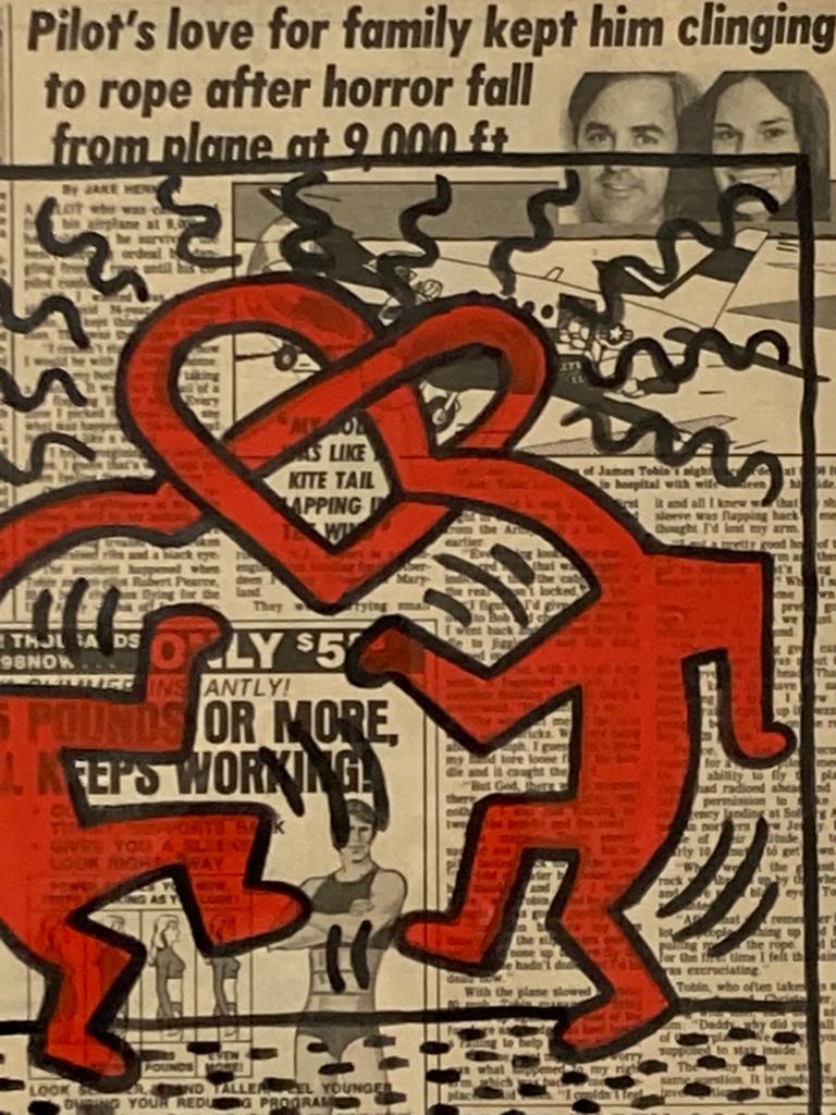 Keith Haring (After) : tekening op krantenpapier, Ophalen of Verzenden
