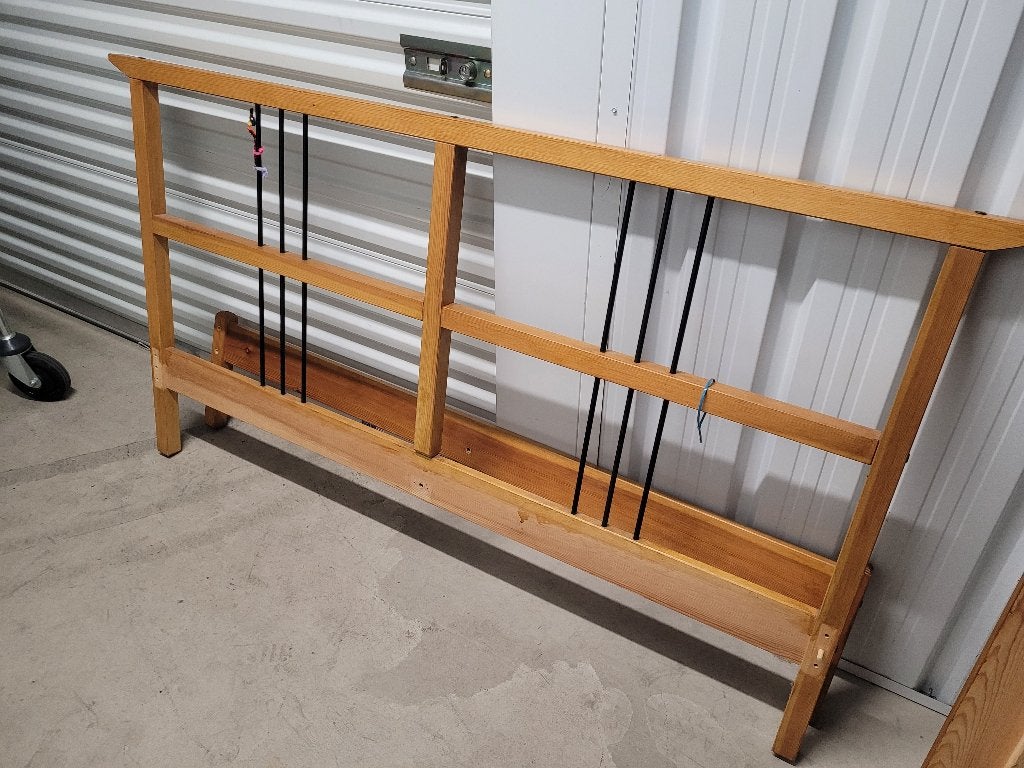 Houten Ikeabed, Ophalen, Bruin, Tweepersoons, Zo goed als nieuw