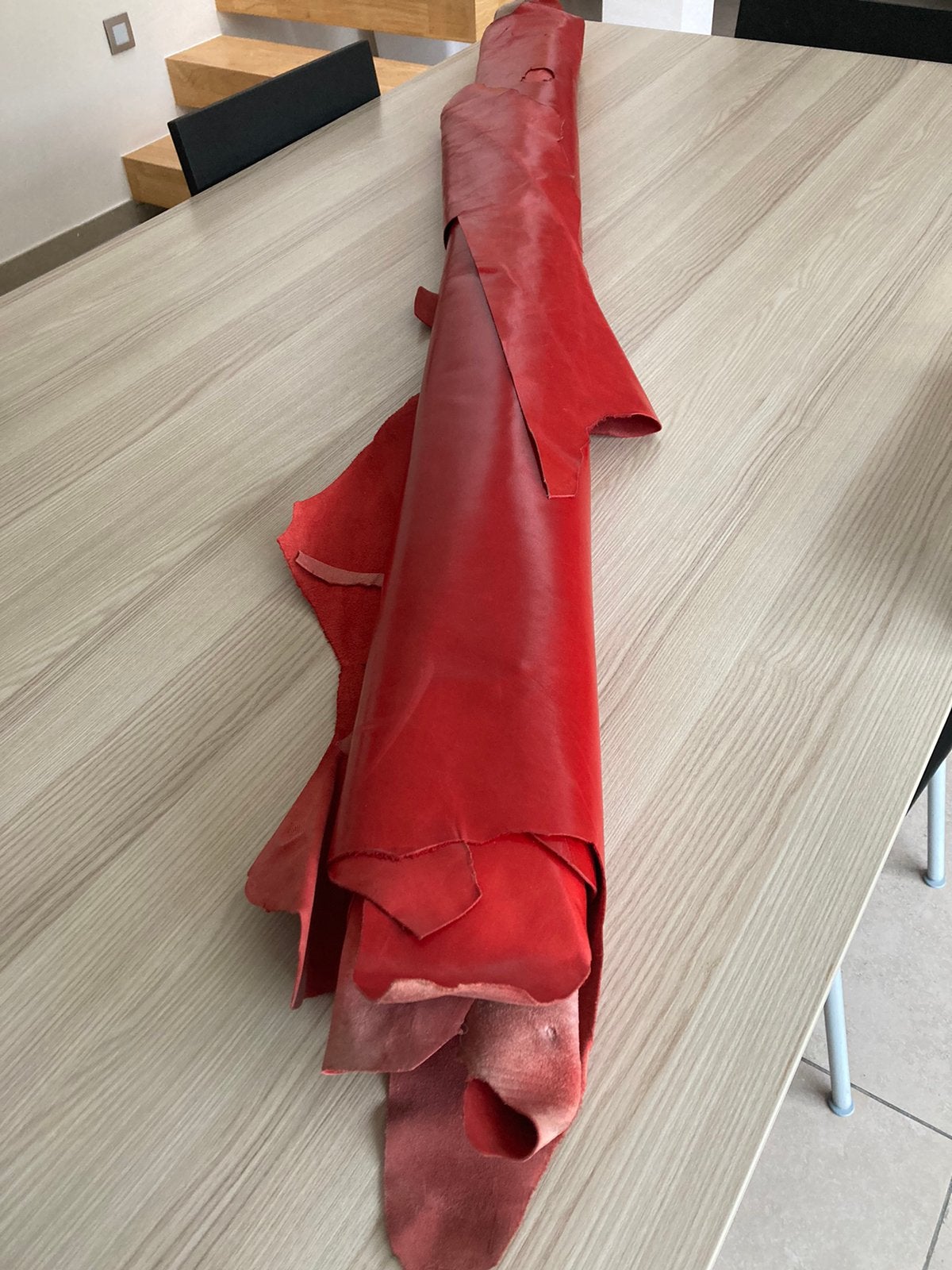3 grote lederen lappen, Ophalen, Zo goed als nieuw, Rood, Leer of Kunstleer