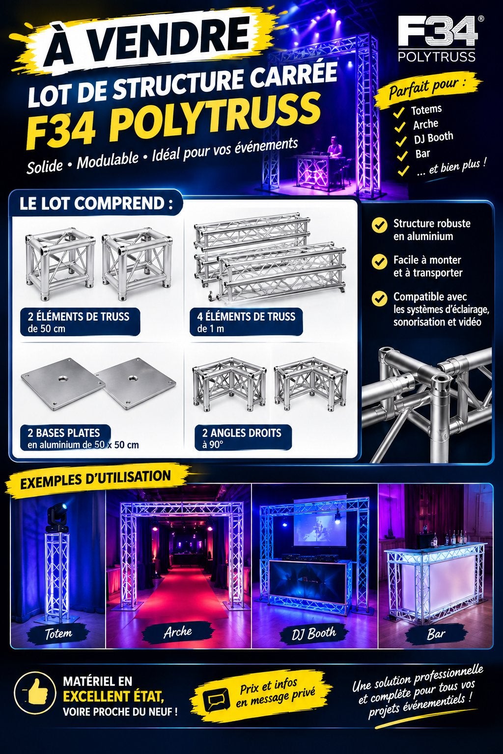 Lot Complet Structure Polytruss F34, Enlèvement, Comme neuf