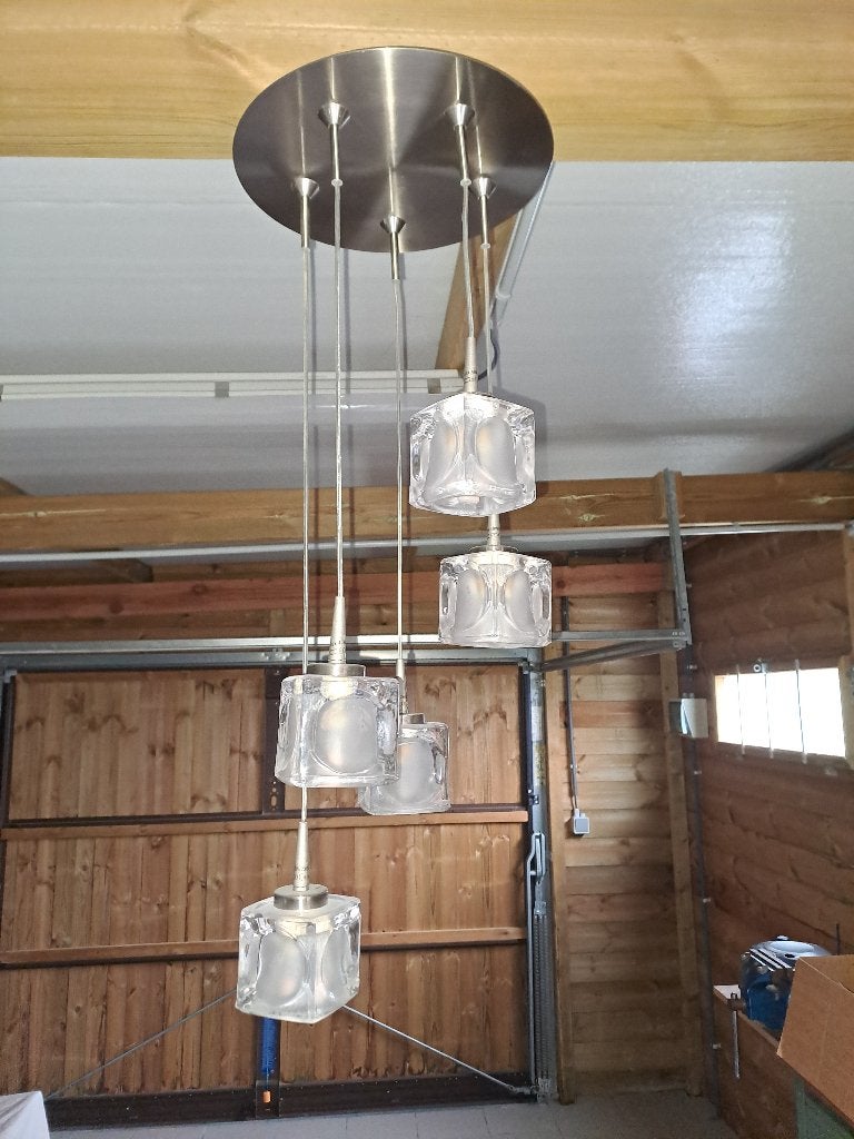 Hanglamp, Huis en Inrichting, Lampen | Hanglampen, Ophalen of Verzenden, Zo goed als nieuw, Glas, G9