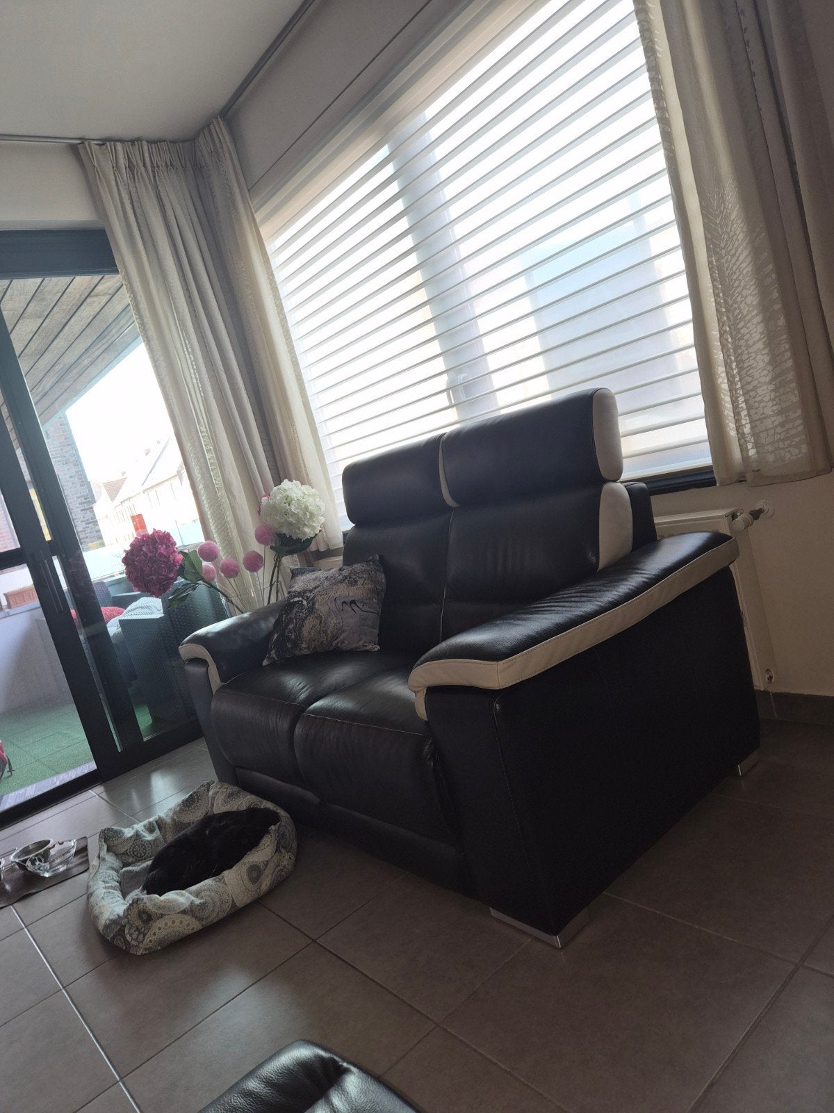 Lederen 2zit zetel en 2 zit met relax in donker blauw met be, Huis en Inrichting, Zetels | Zetels, Ophalen