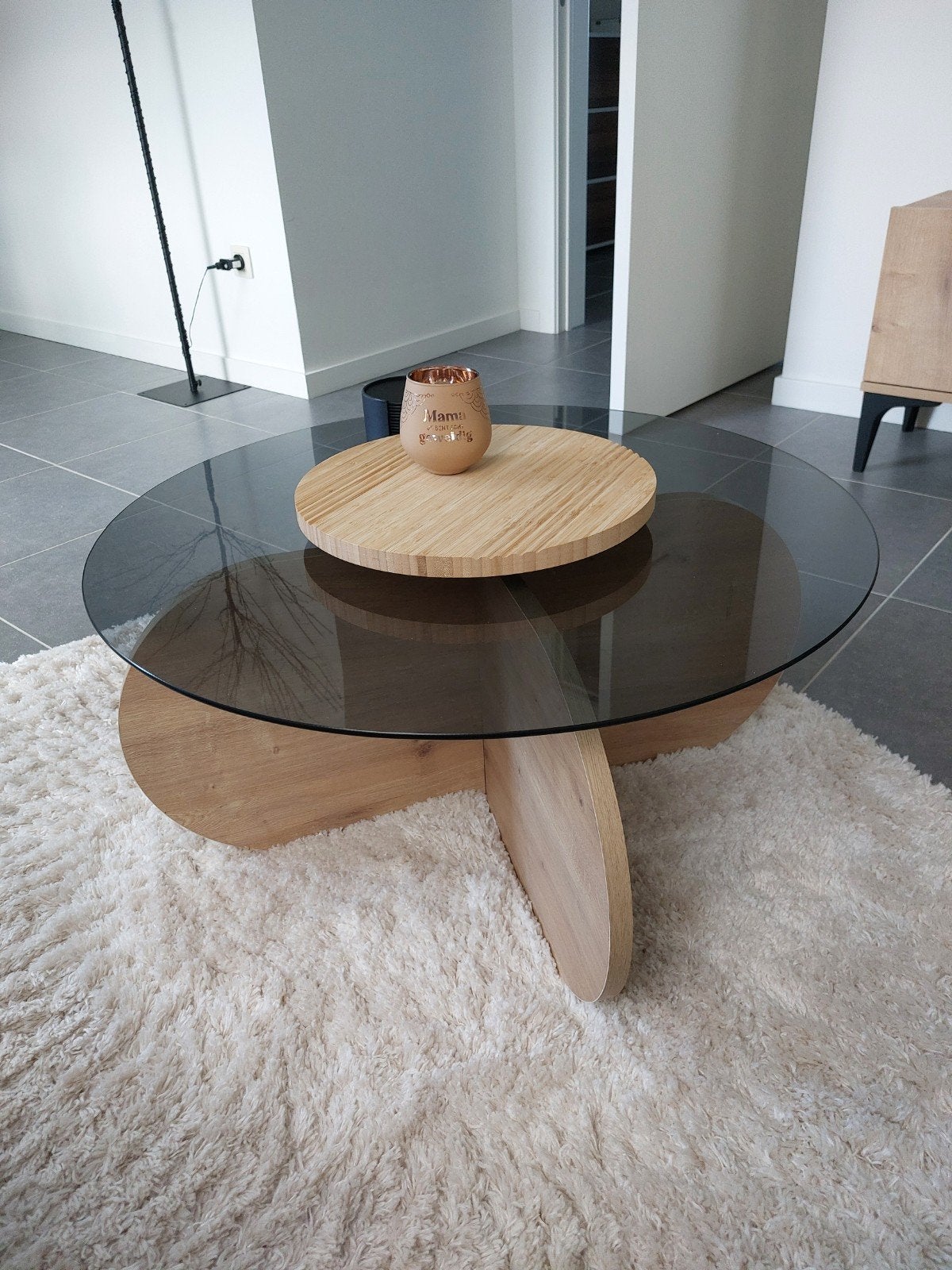salontafel, Enlèvement, Comme neuf, Rond, Verre