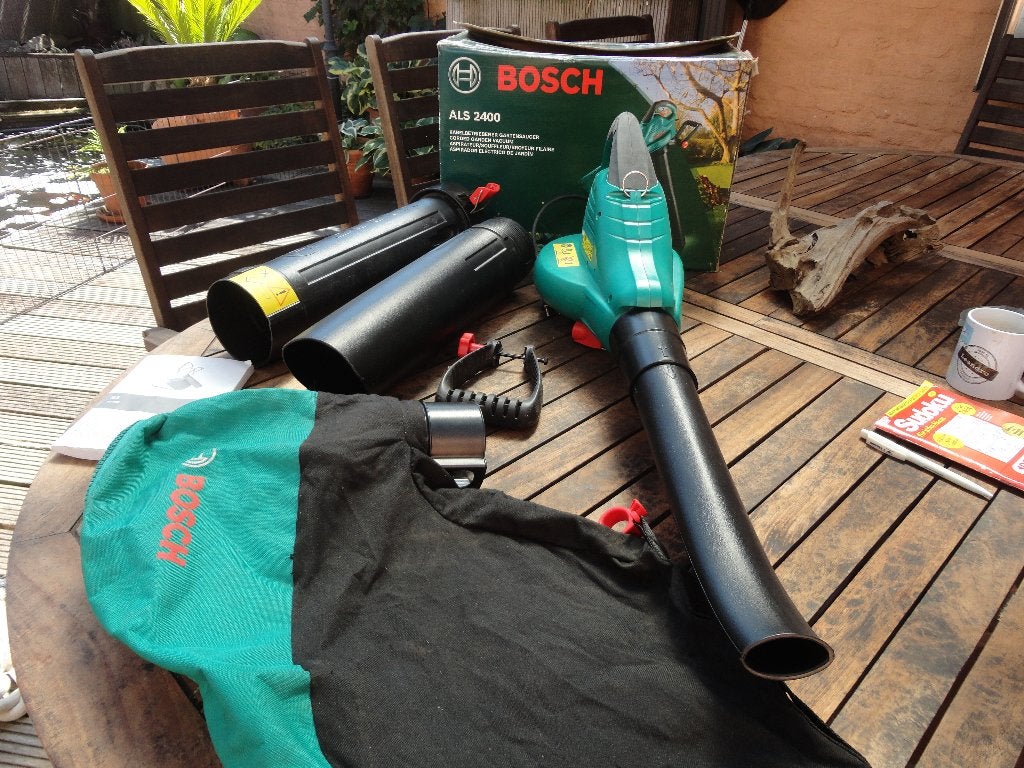Bosch ASL 2400 bladzuiger 3 in een, Tuin en Terras, Bladblazers, Ophalen, Met opvangzak, Handgedragen, Zo goed als nieuw