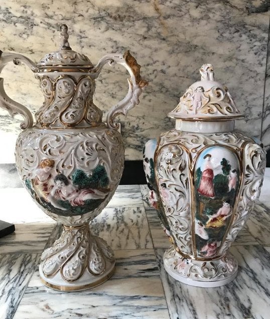 2 grote vintage Capodimonte vazen, Antiek en Kunst, Ophalen of Verzenden