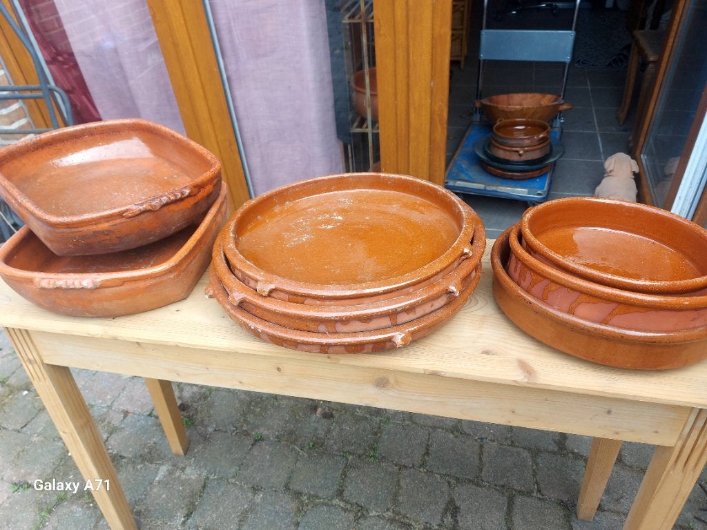 Lot plats terre cuite émaillés, Enlèvement, Utilisé