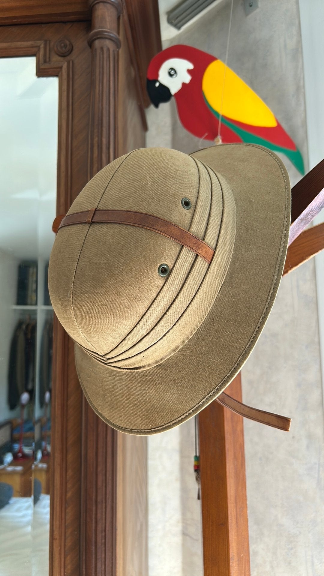 Casque colonial ancien liège toile sable années 1930/1950, Enlèvement, Autres, Casque ou Béret