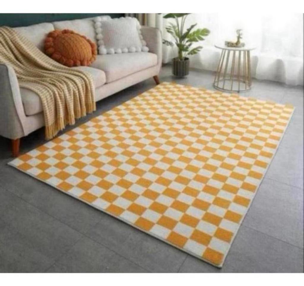Bloc de tapis à carreaux jaunes 200x140, bloc blanc jaune, Antiquités & Art, Tapis & Textile, Enlèvement ou Envoi