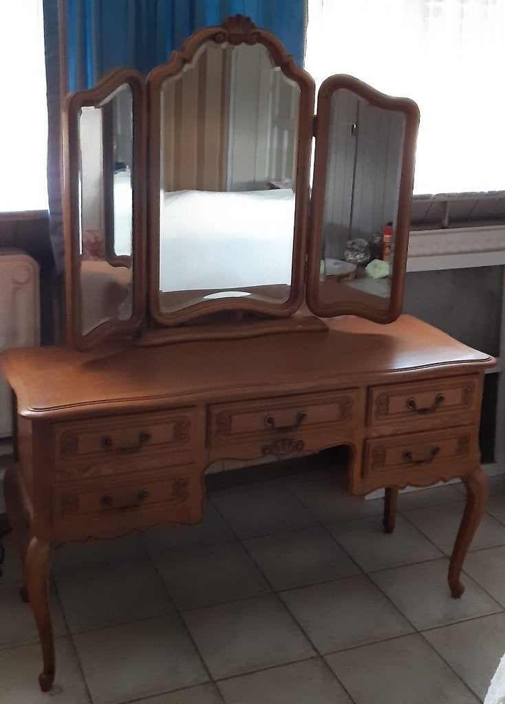 Opmaaktafel met spiegel, Ophalen, Gebruikt, 125 cm of meer, 150 tot 200 cm