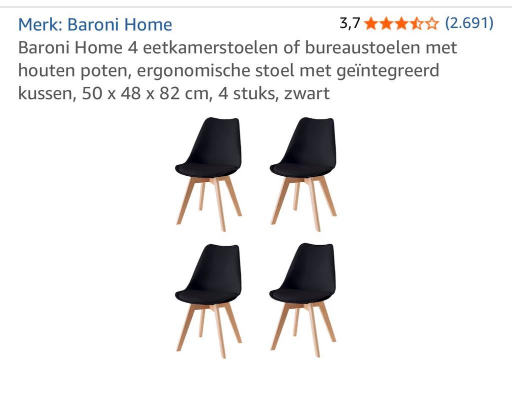 4 splinternieuwe stoelen in doos, Ophalen of Verzenden, Nieuw, Zwart, Leer
