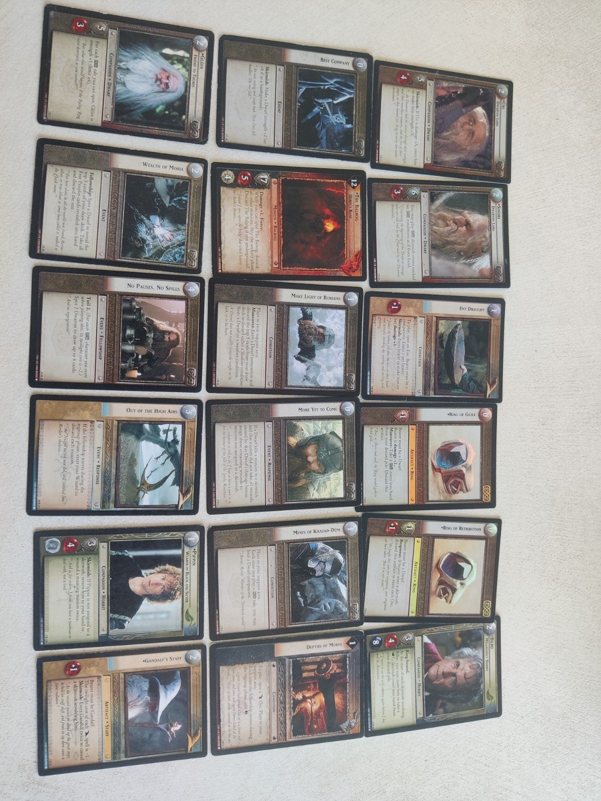 Lord of the rings trading cards, Enlèvement