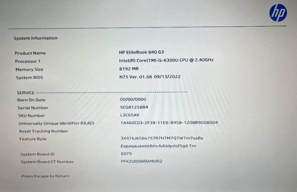 Carte mère Laptop HP EliteBook 840G3, Enlèvement, Reconditionné, Intel
