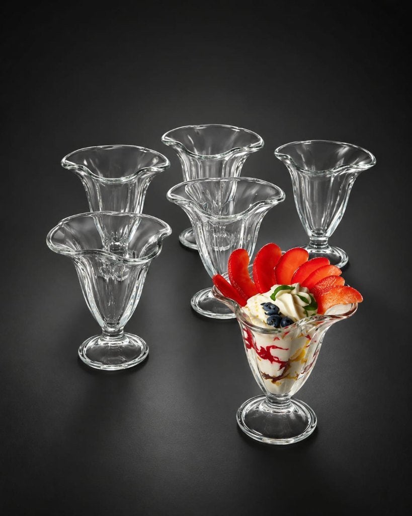 Set van 6 ijsbekers van helder glas, Verzamelen, Glas en Drinkglazen, Nieuw, Overige typen, Ophalen