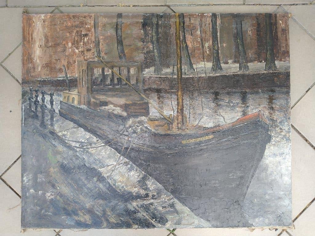 schilderij geerts, Antiek en Kunst, Kunst | Schilderijen | Klassiek, Maritiem / water, Doek, Ophalen of Verzenden, Olieverf